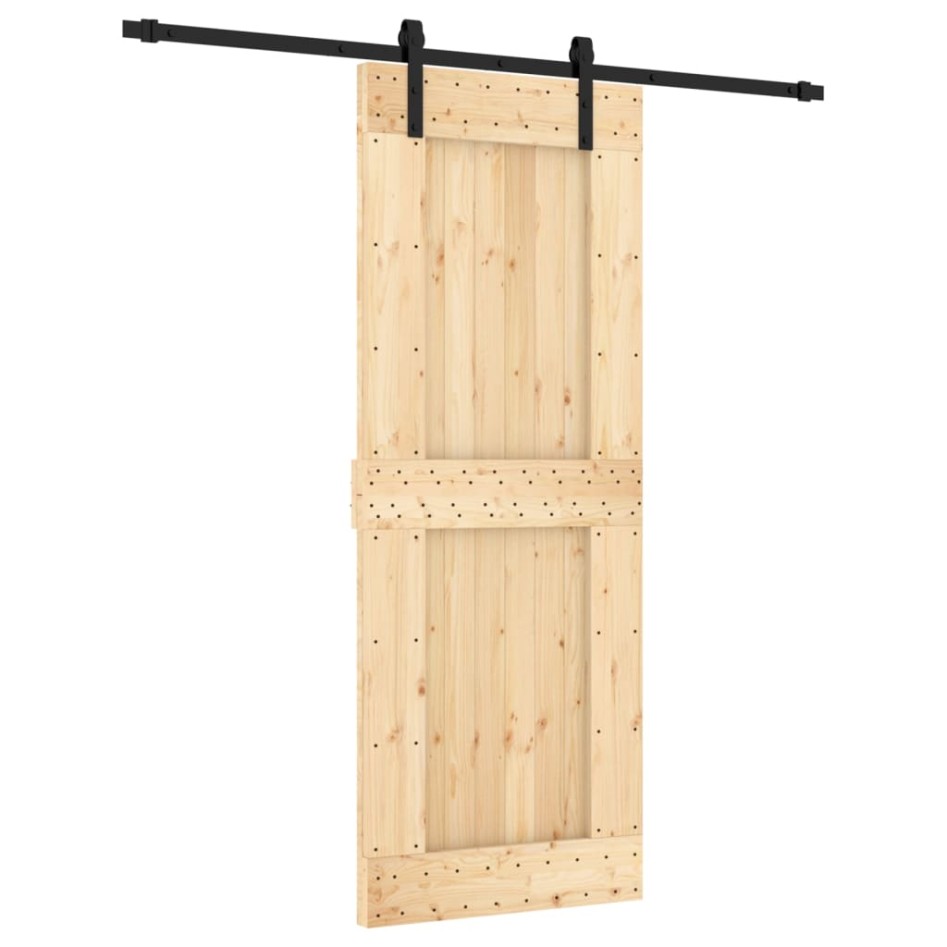 Puerta corredera con herrajes madera maciza de pino 80x210