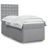 Cama box spring con colchón tela gris claro 90x190