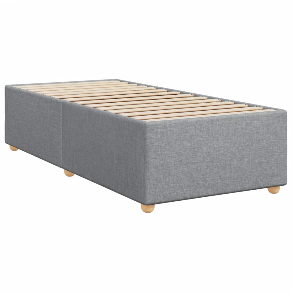 Cama box spring con colchón tela gris claro 90x190