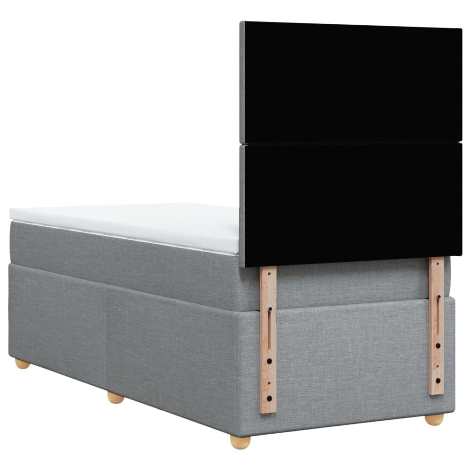 Cama box spring con colchón tela gris claro 90x200