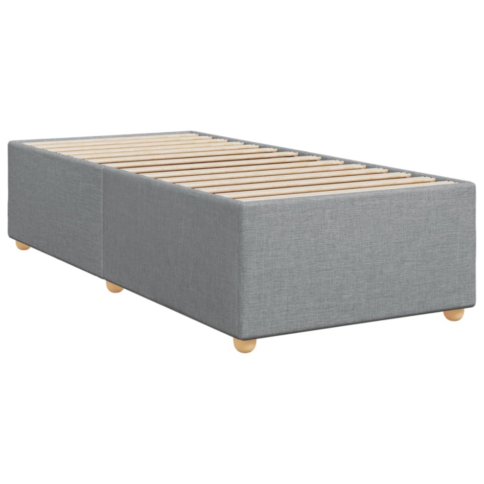 Cama box spring con colchón tela gris claro 90x200