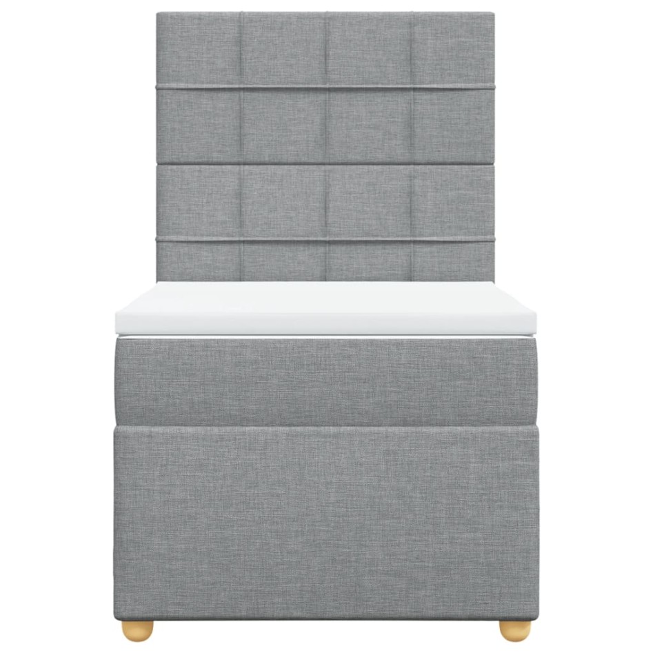 Cama box spring con colchón tela gris claro 90x200