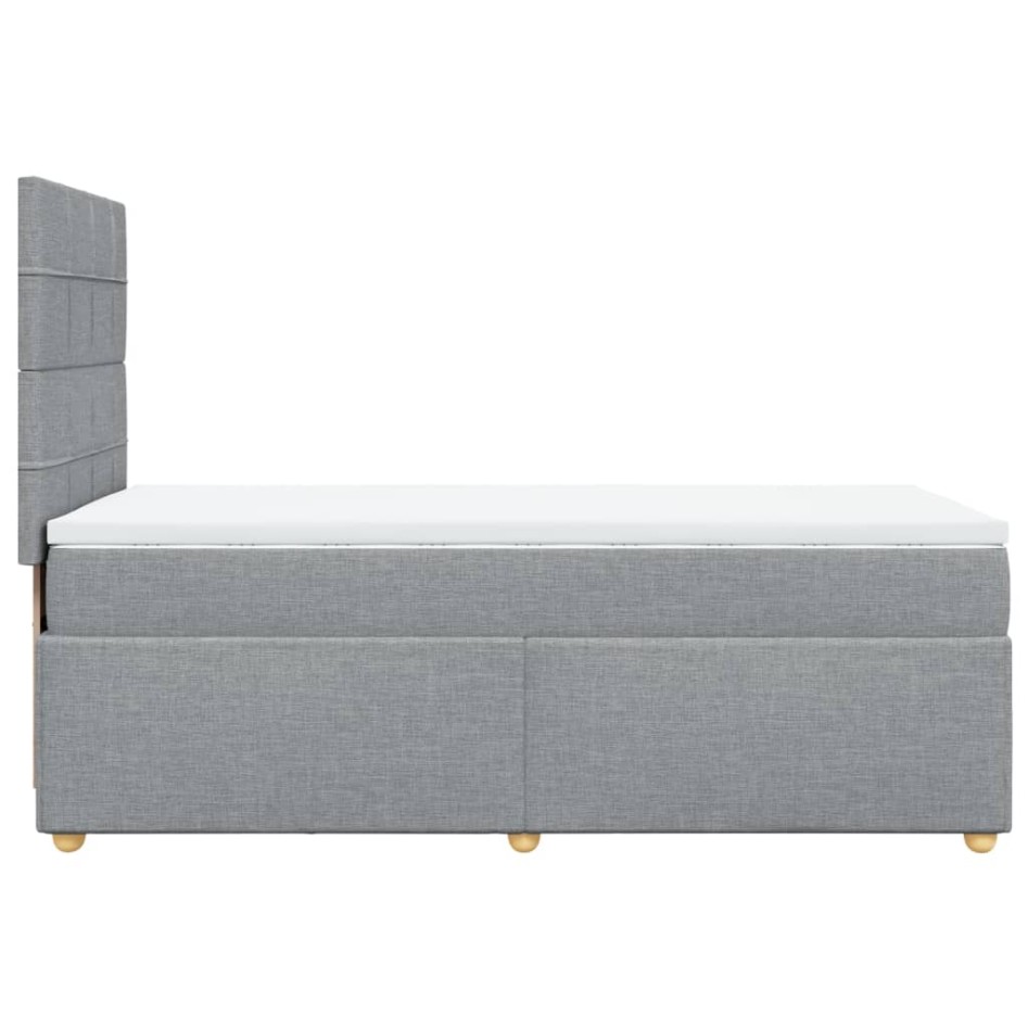 Cama box spring con colchón tela gris claro 90x200