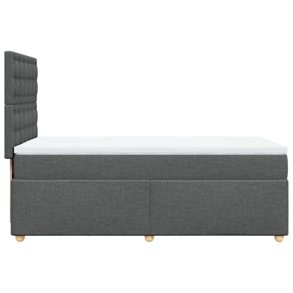 Cama box spring con colchón tela gris oscuro 100x200