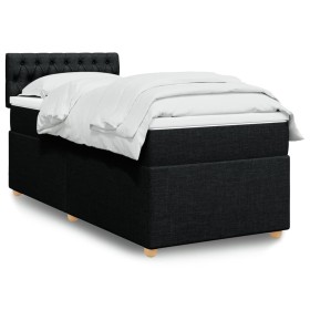 Cama box spring con colchón tela negro 90x190