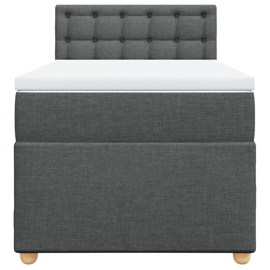Cama box spring con colchón tela gris oscuro 90x190
