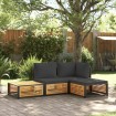 Set sofás de jardín con cojines 4 pzas madera maciza de acacia