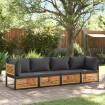 Set sofás de jardín con cojines 4 pzas madera maciza de acacia