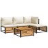 Set de sofás de jardín con cojines 5 pzas madera maciza