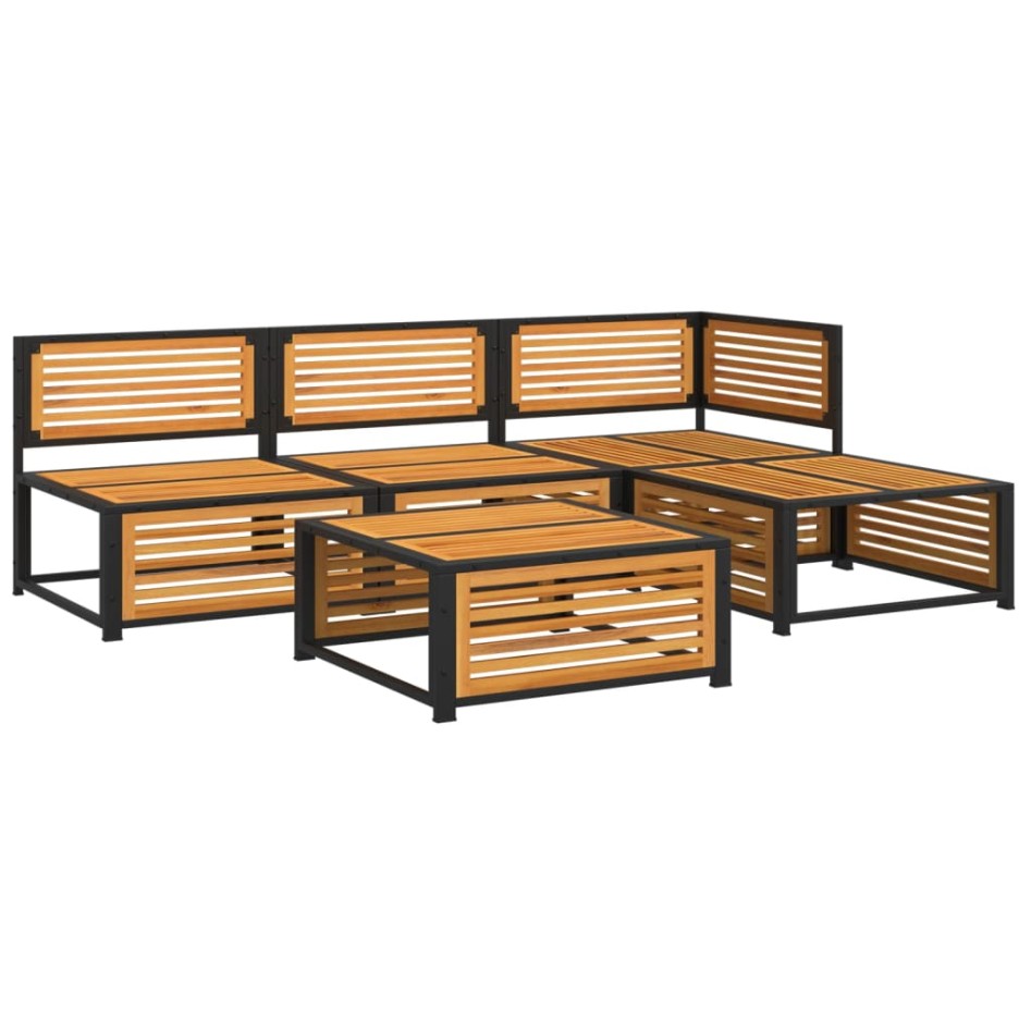 Set de sofás de jardín con cojines 5 pzas madera maciza