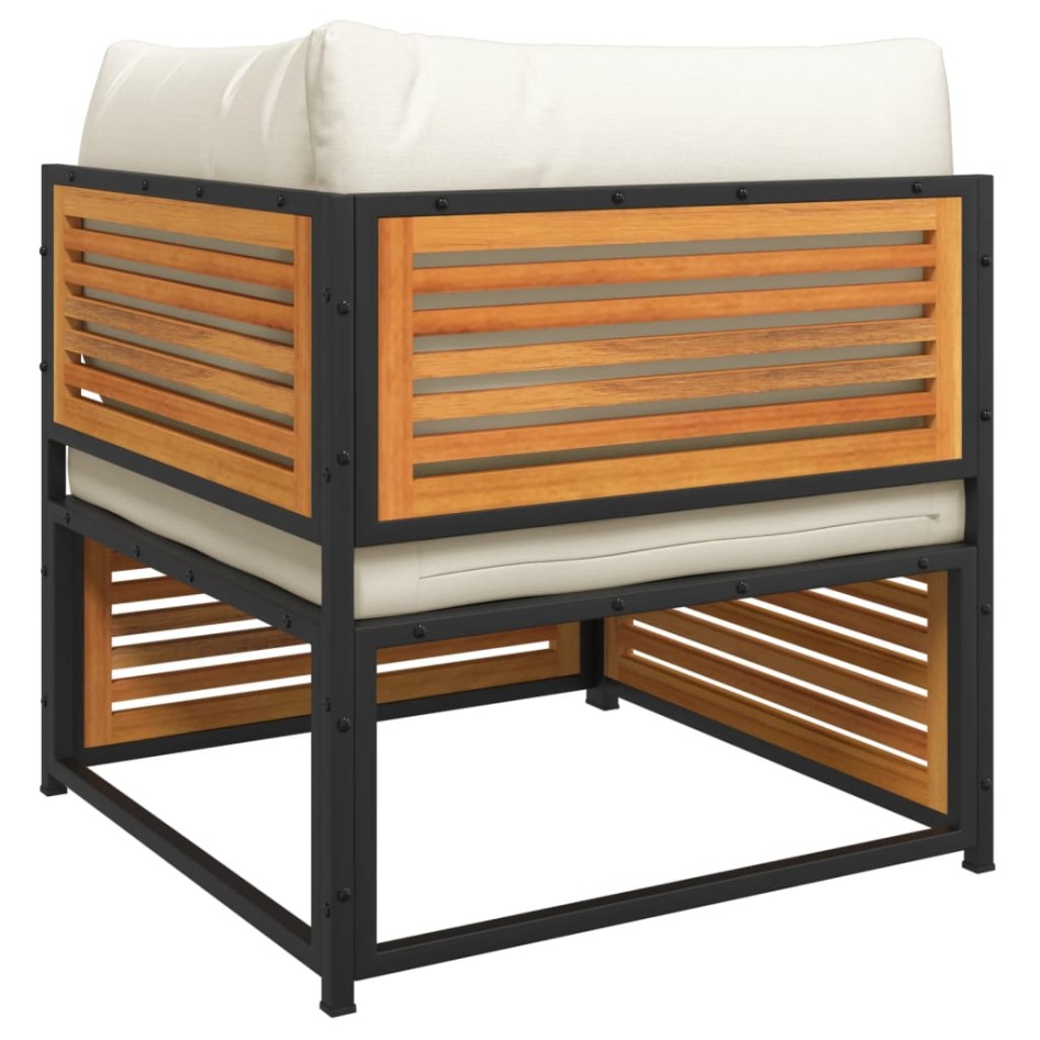 Set de sofás de jardín con cojines 5 pzas madera maciza