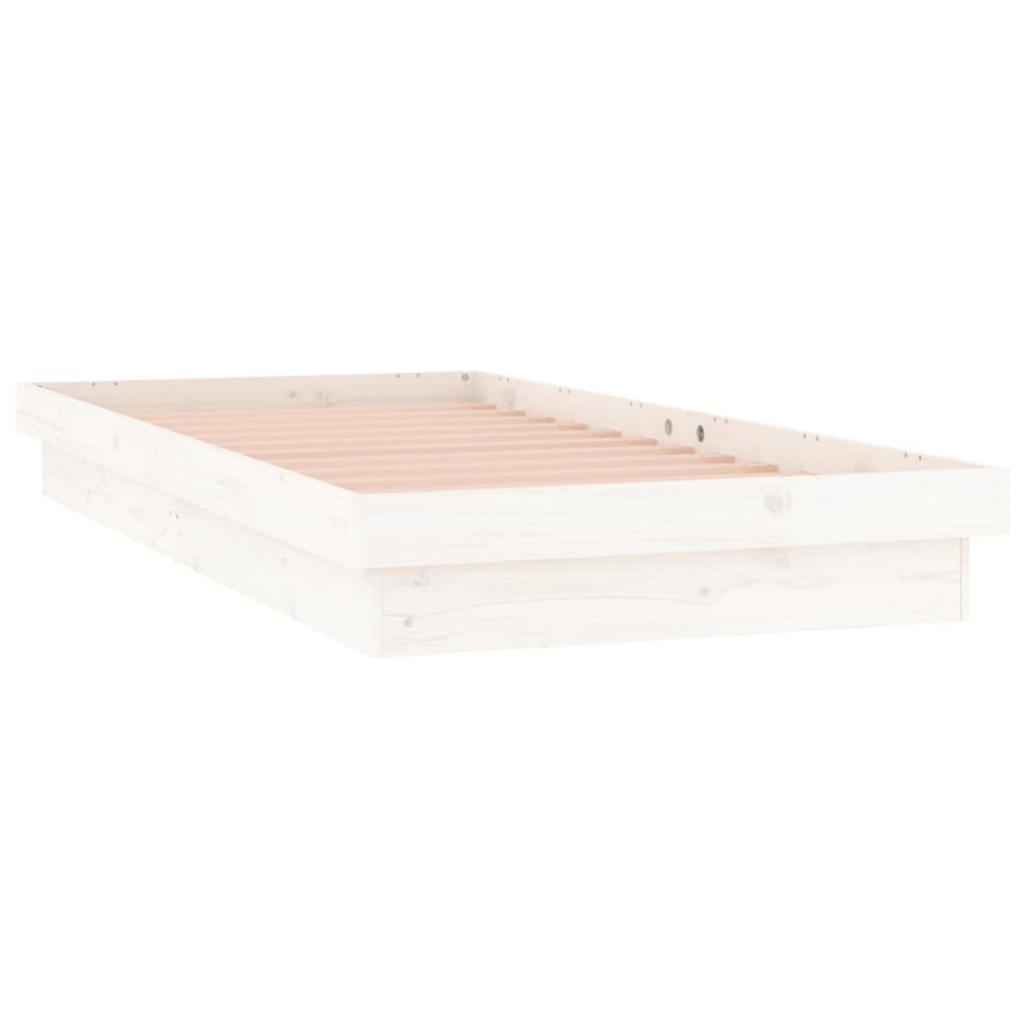 Estructura de cama con LED madera maciza blanca 100x200