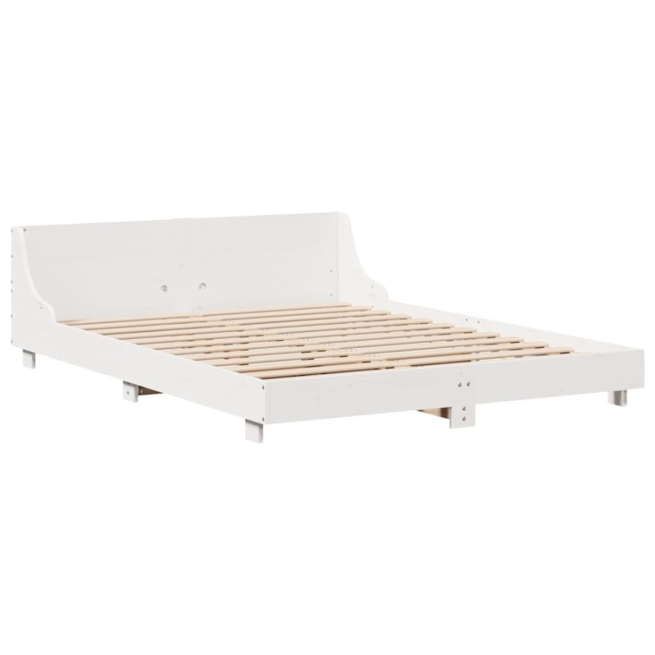 Estructura de cama sin colchón madera de pino blanca 140x200