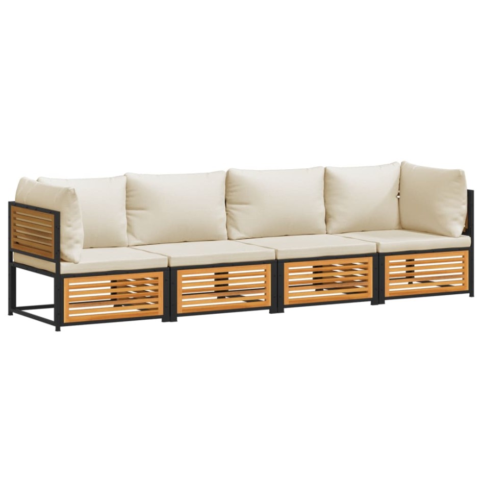 Set sofás de jardín con cojines 4 pzas madera maciza de