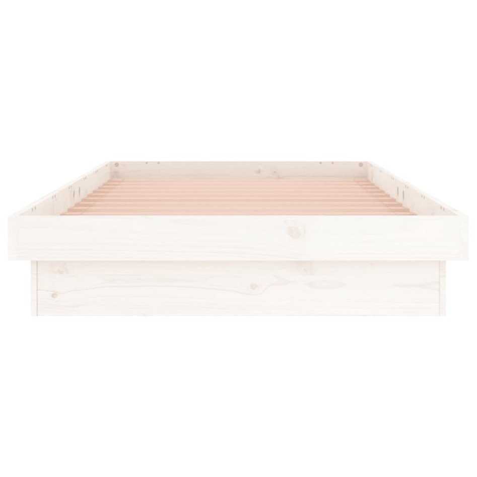 Estructura de cama con LED madera maciza blanca 100x200