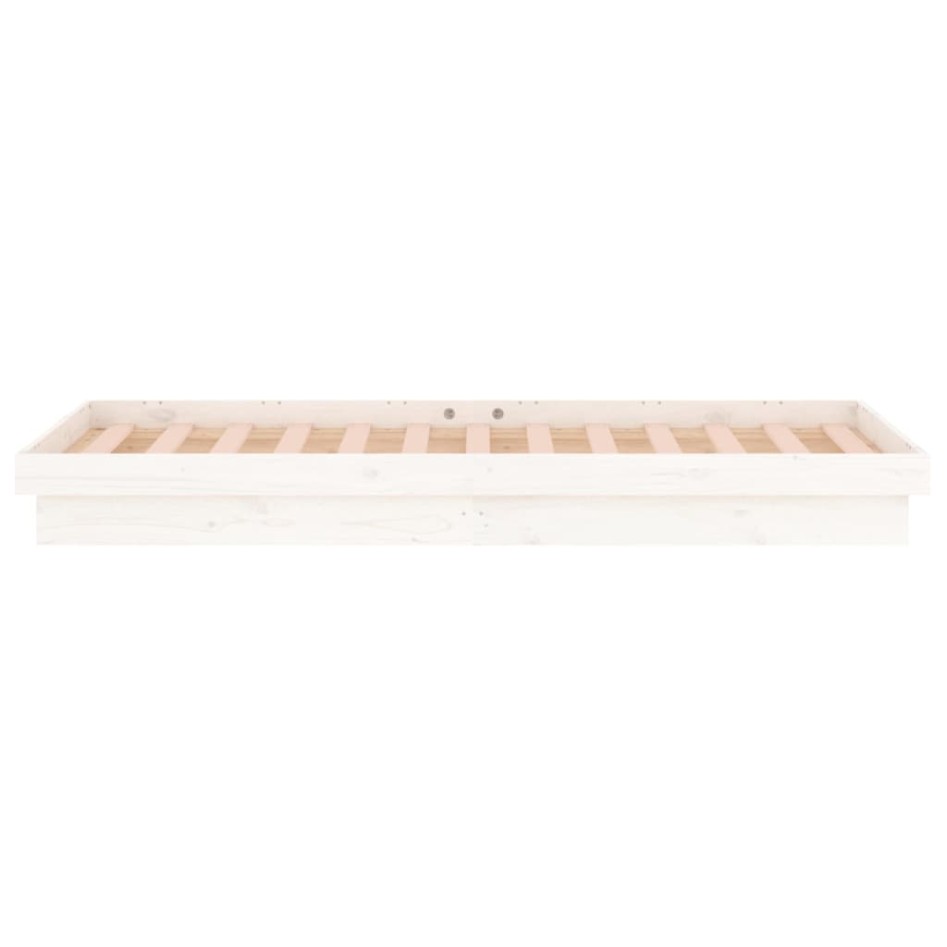 Estructura de cama con LED madera maciza blanca 100x200