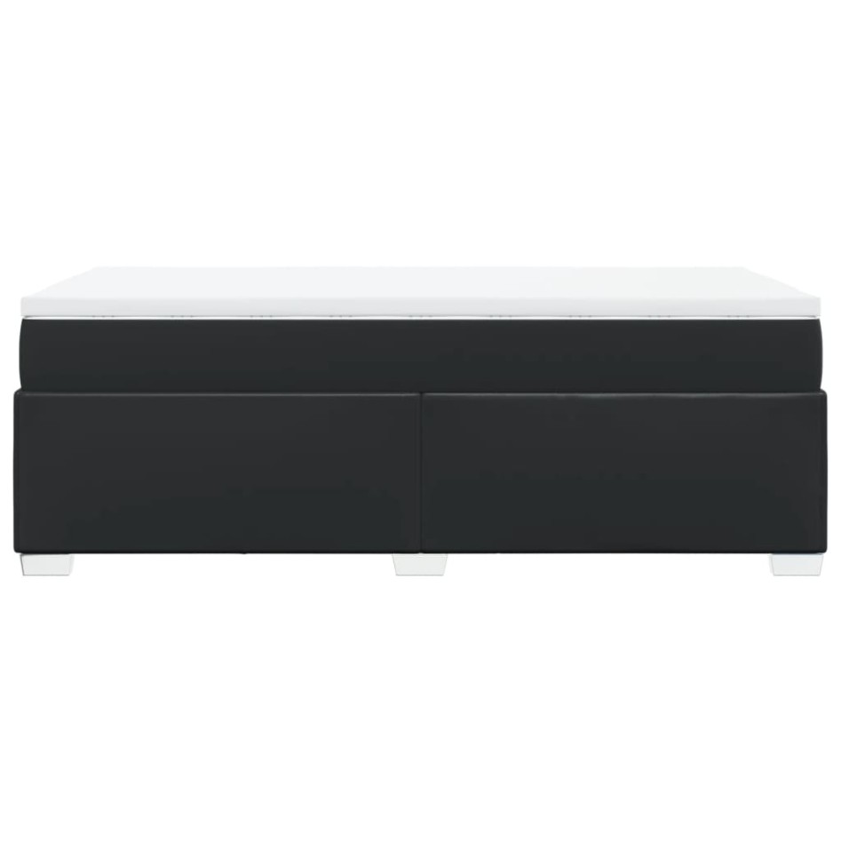 Cama box spring con colchón cuero sintético negro 90x190