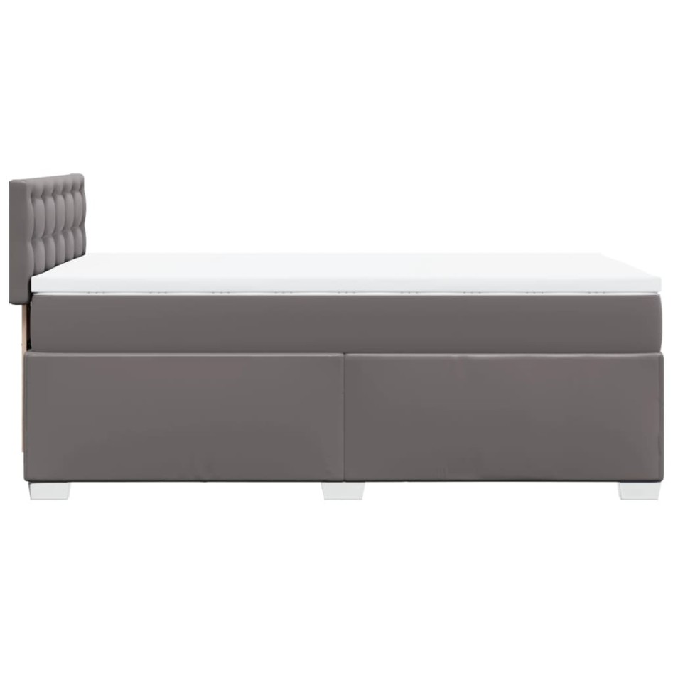 Cama box spring con colchón cuero sintético gris 90x200