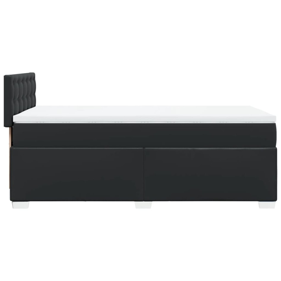 Cama box spring con colchón cuero sintético negro 90x190