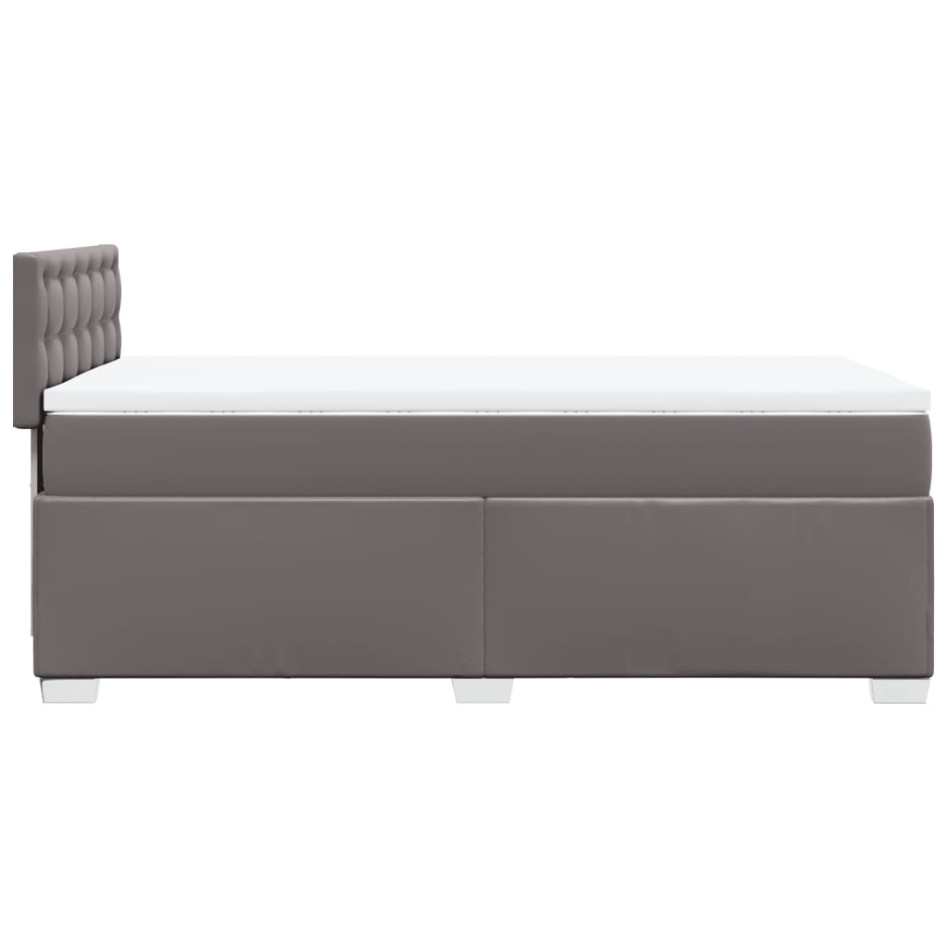 Cama box spring con colchón cuero sintético gris 100x200