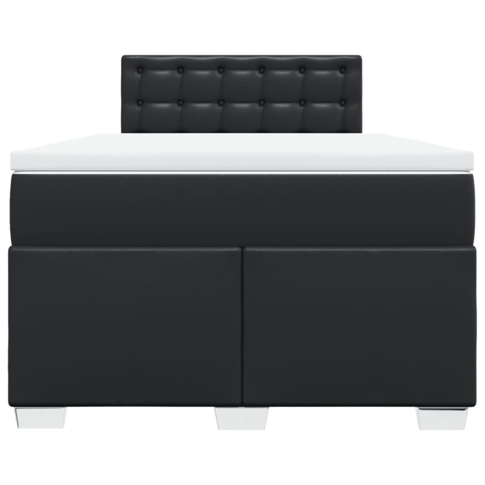 Cama box spring con colchón cuero sintético negro 120x190