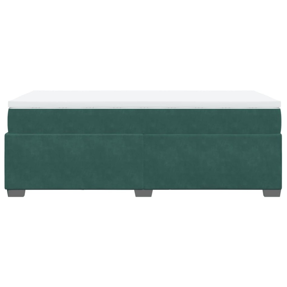 Cama box spring con colchón terciopelo verde oscuro 90x200