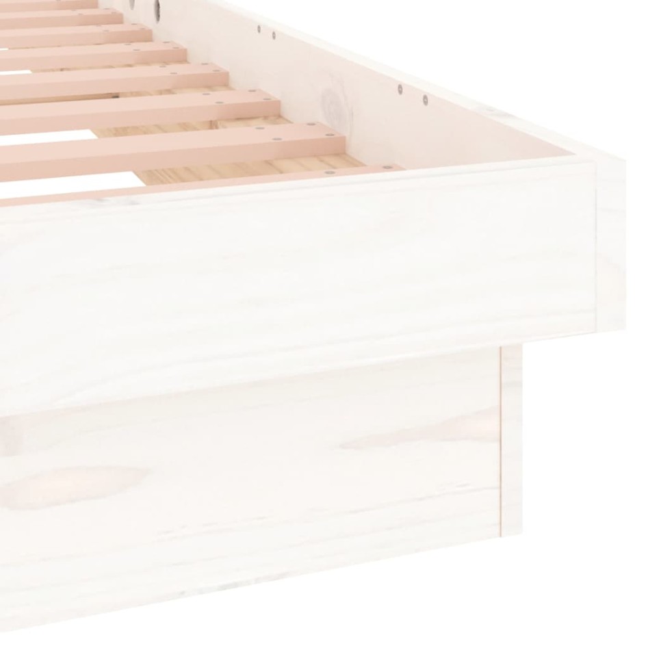 Estructura de cama con LED madera maciza blanca 120x200