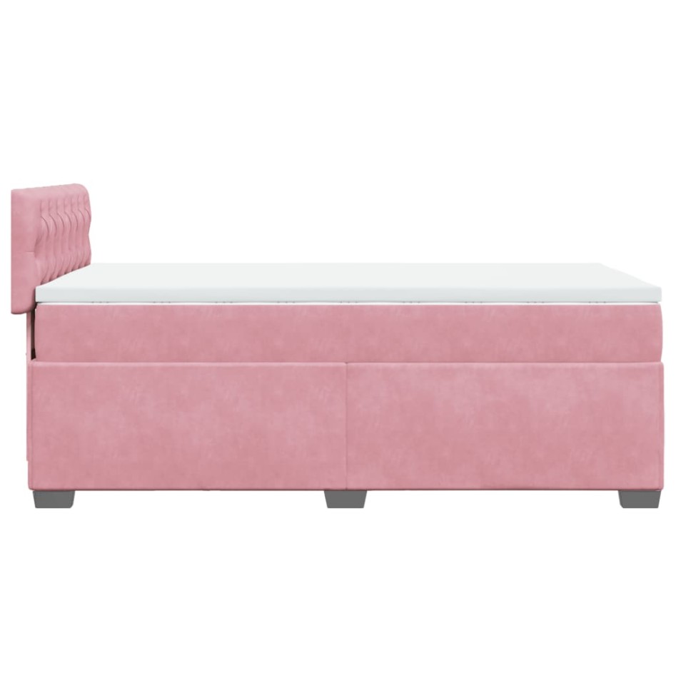 Cama box spring con colchón terciopelo rosa 80x200