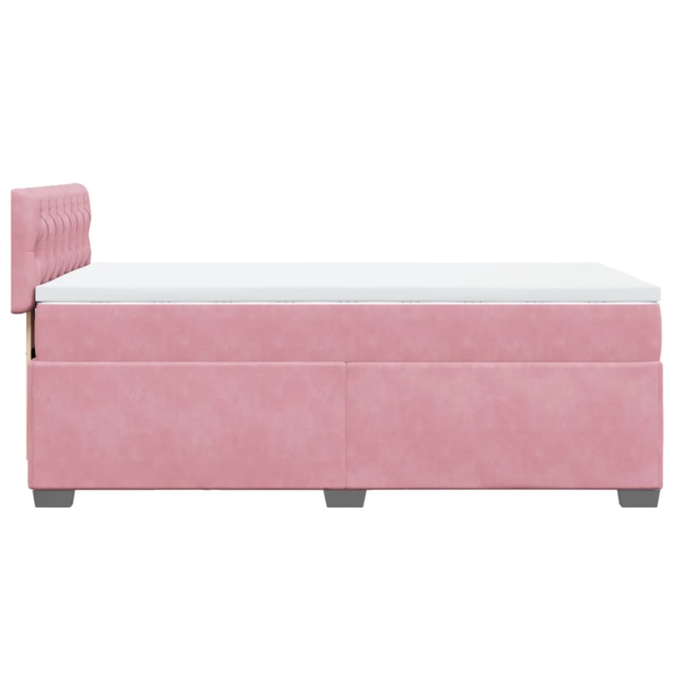 Cama box spring con colchón terciopelo rosa 90x200