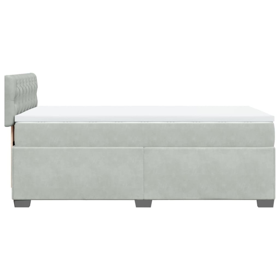 Cama box spring con colchón terciopelo gris claro 100x200
