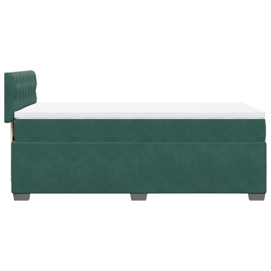 Cama box spring con colchón terciopelo verde oscuro 80x200