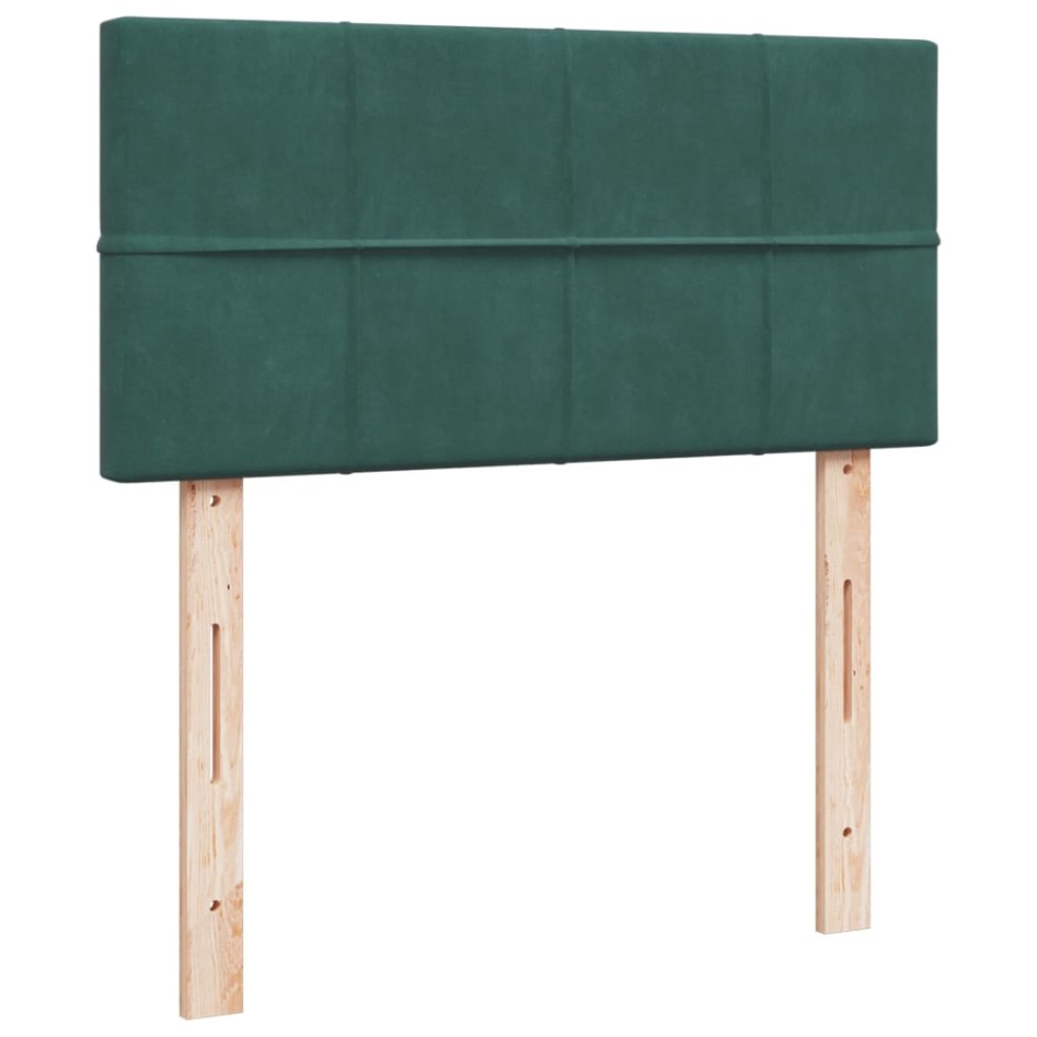 Cama box spring con colchón terciopelo verde oscuro 80x200