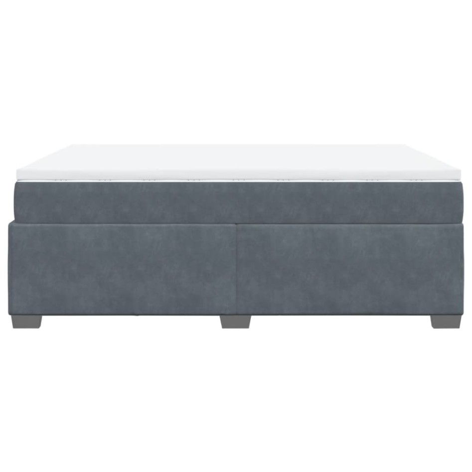 Cama box spring con colchón terciopelo gris oscuro 140x200