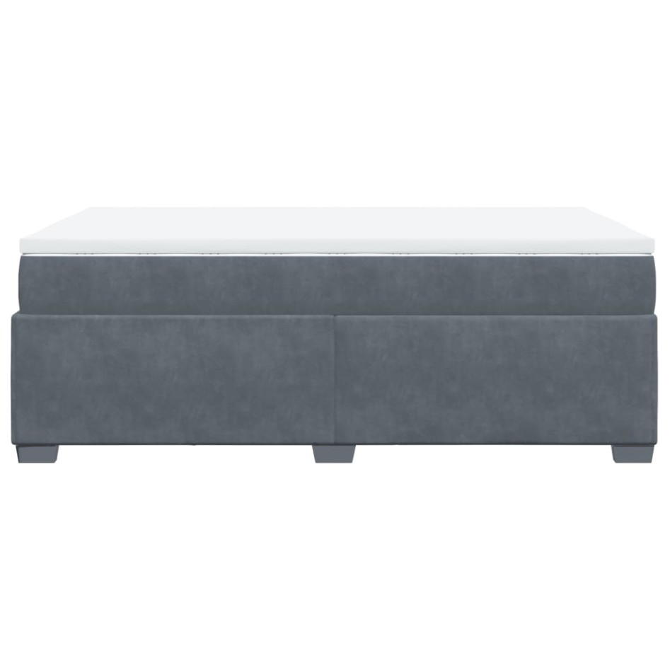 Cama box spring con colchón terciopelo gris oscuro 120x200