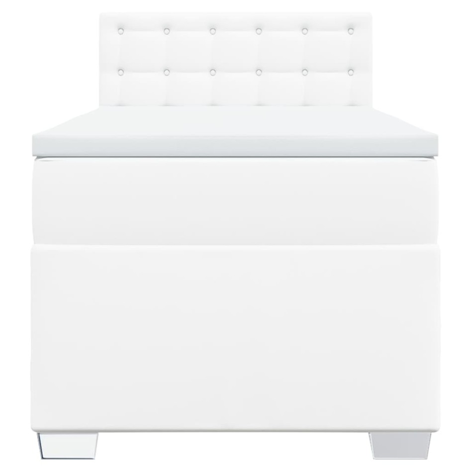 Cama box spring con colchón cuero sintético blanco 80x200