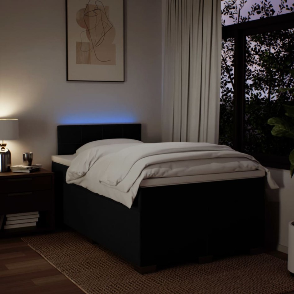 Cama box spring con colchón tela negro 120x200