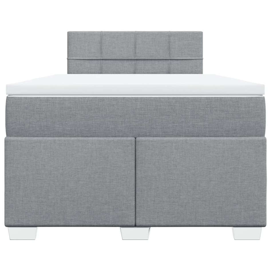 Cama box spring con colchón tela gris claro 120x200