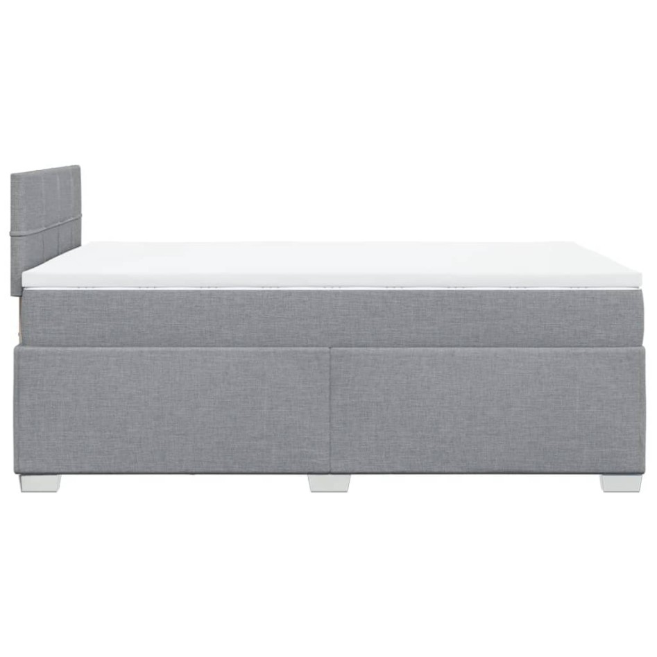 Cama box spring con colchón tela gris claro 120x200