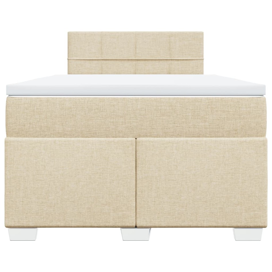 Cama box spring con colchón tela color crema 120x200
