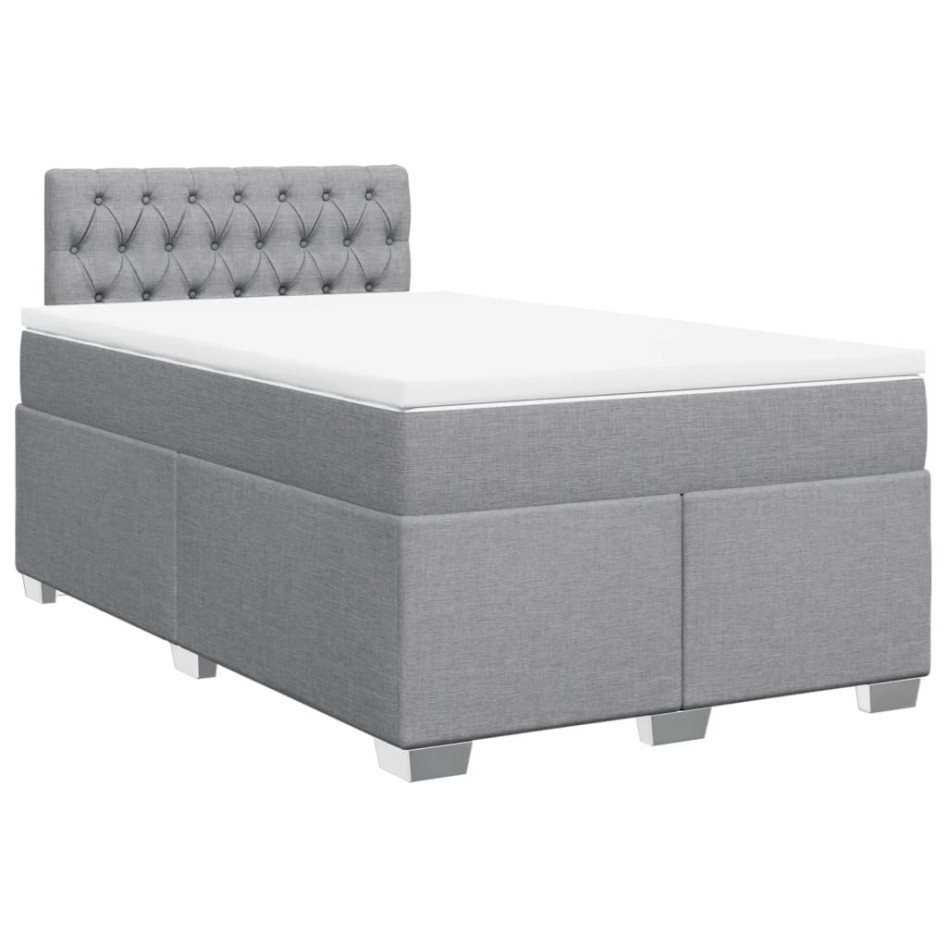Cama box spring con colchón tela gris claro 120x200