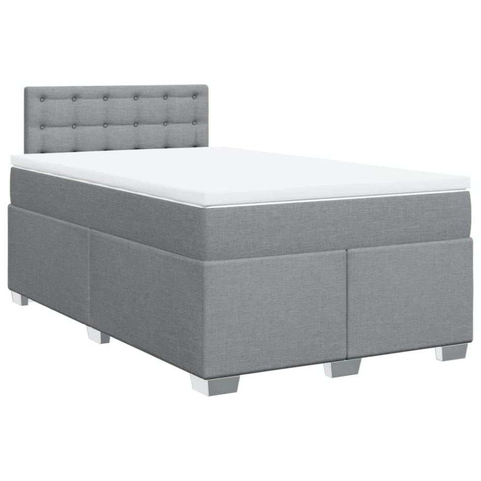 Cama box spring con colchón tela gris claro 120x200