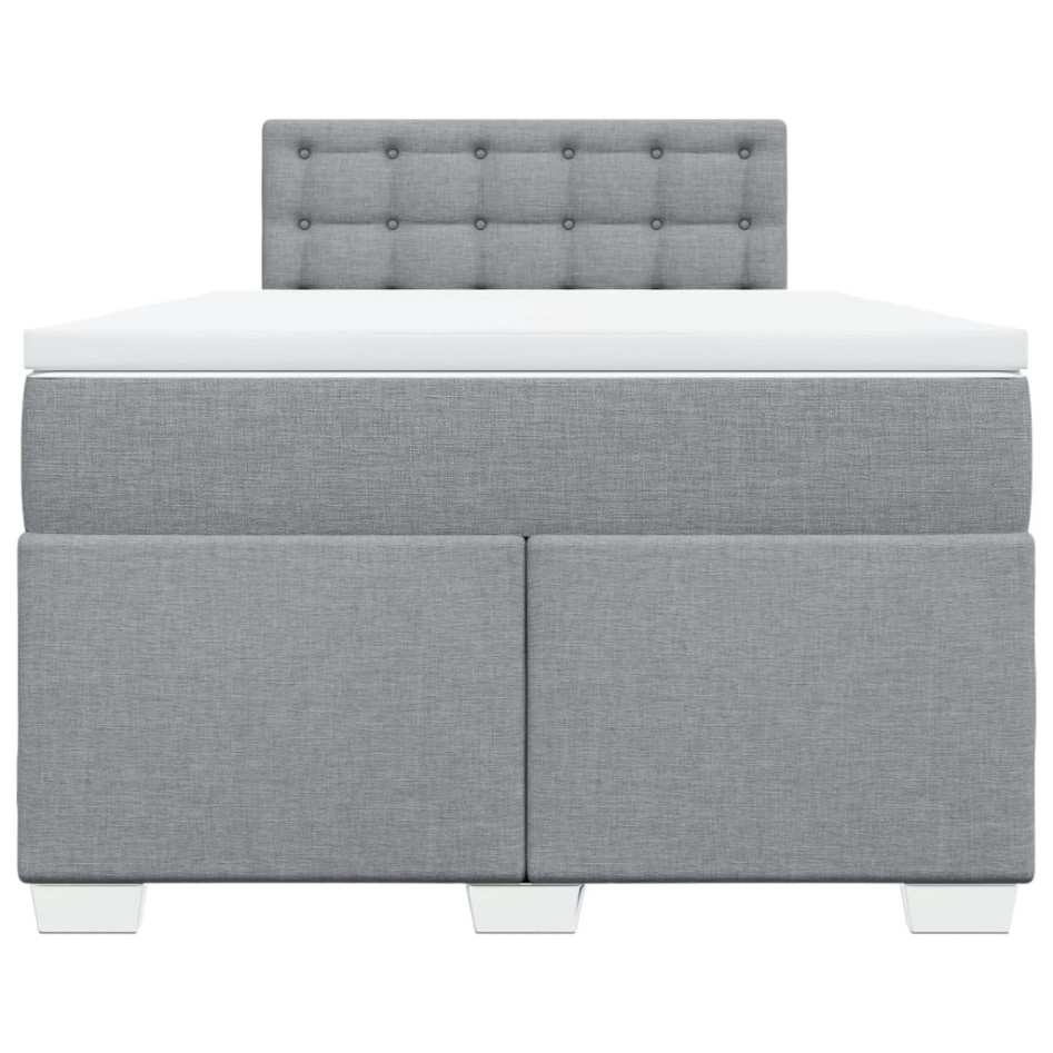 Cama box spring con colchón tela gris claro 120x200