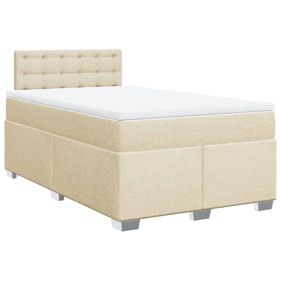 Cama box spring con colchón tela color crema 120x200