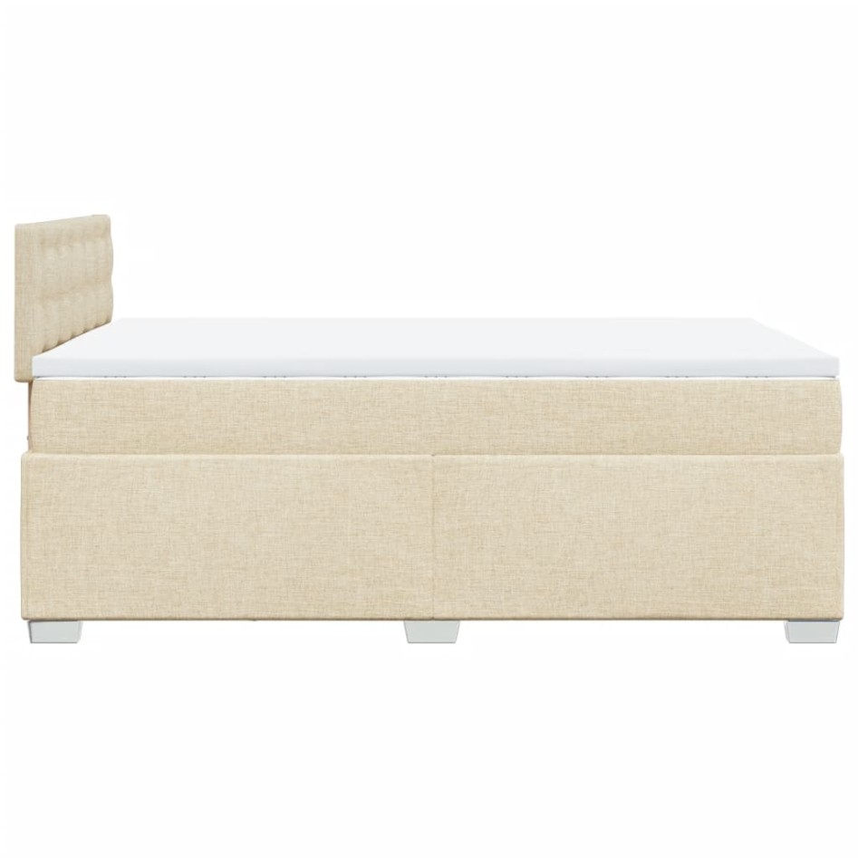 Cama box spring con colchón tela color crema 120x200