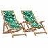 Sillas playa plegables 2 uds tela madera maciza estampado
