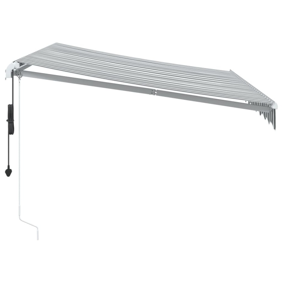 Toldo retráctil automático gris antracita y blanco 300x250