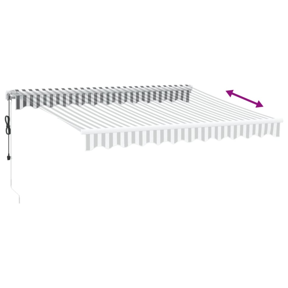 Toldo retráctil automático gris antracita y blanco 300x250