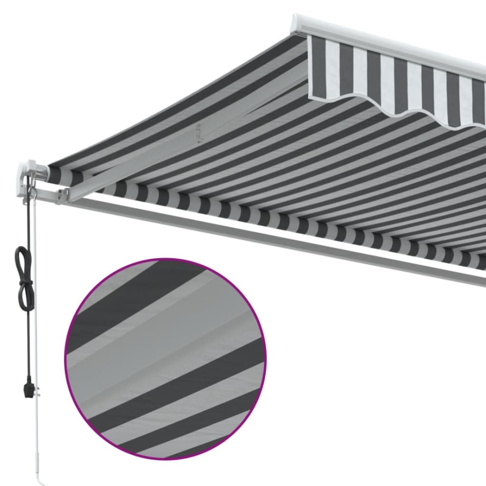 Toldo retráctil automático gris antracita y blanco 300x250