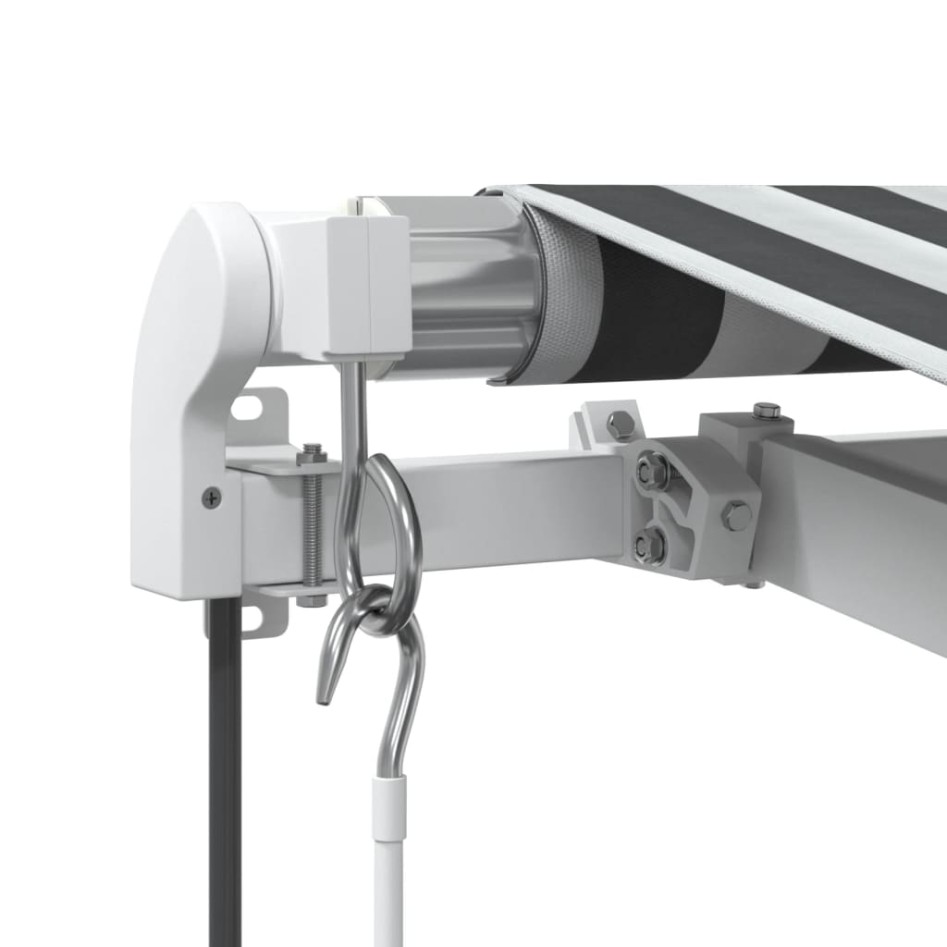 Toldo retráctil automático gris antracita y blanco 300x250