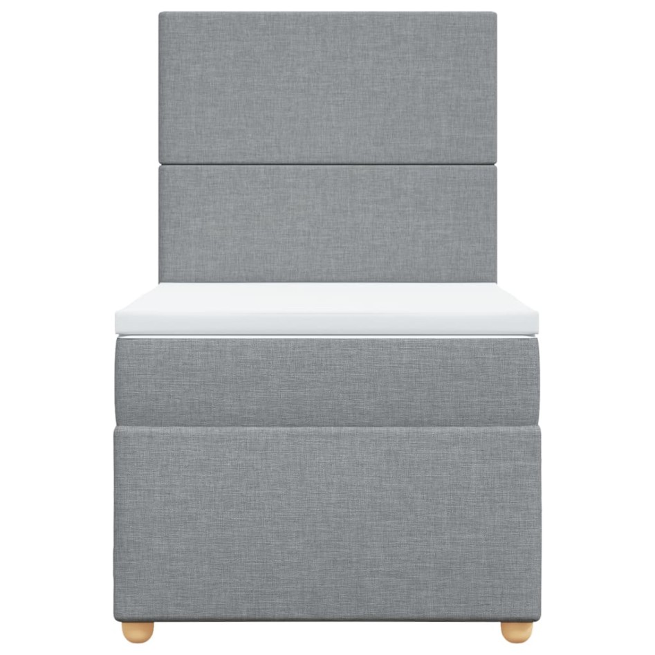 Cama box spring con colchón tela gris claro 80x200